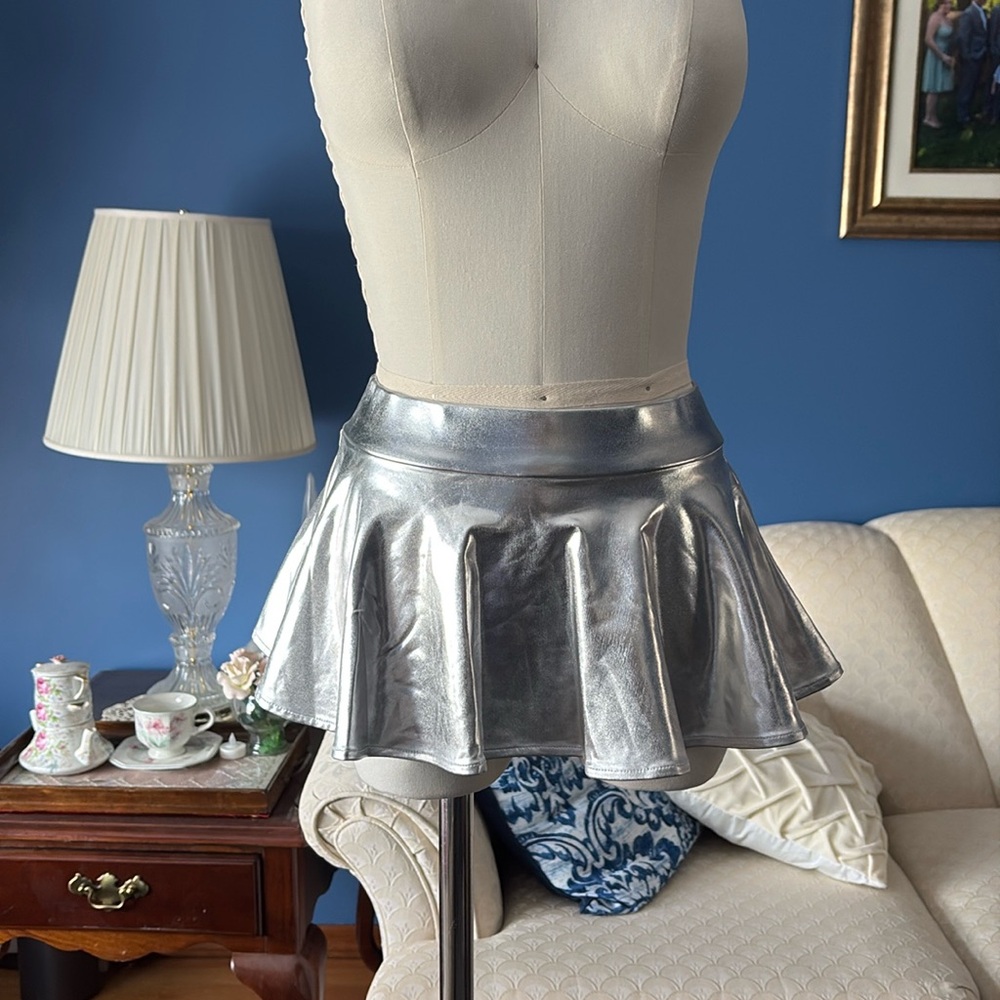 Andrew Christian Unleashed Silver Metallic Mini Skirt